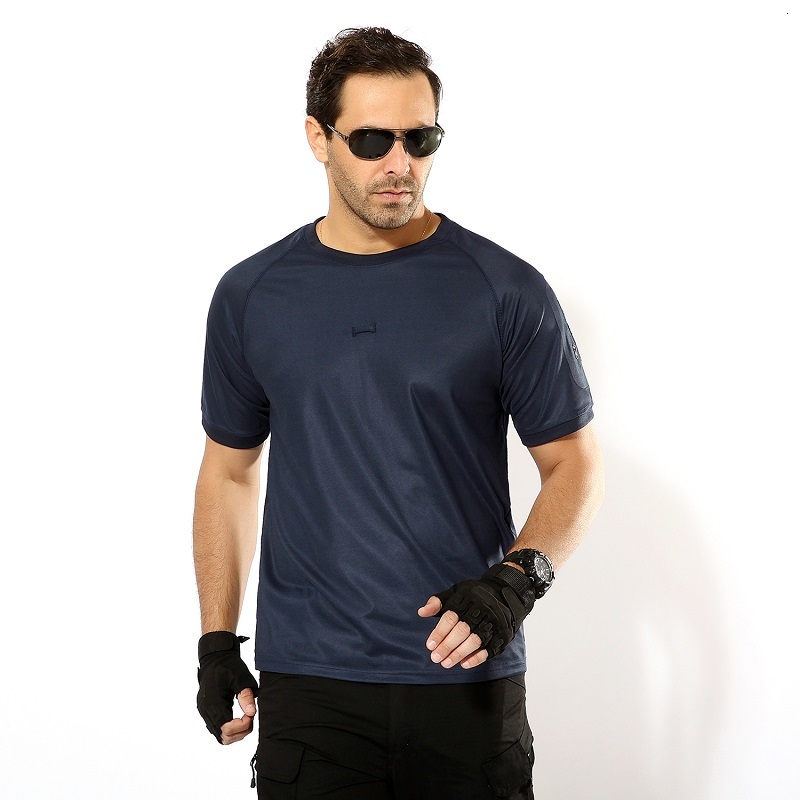 

2021 New Tactical T-shirt Quick Dry Camouflage Men' Tshirt Summer Breathable Coolmax Plus Size 5xl t Shirt Male 1m08, Navy blue