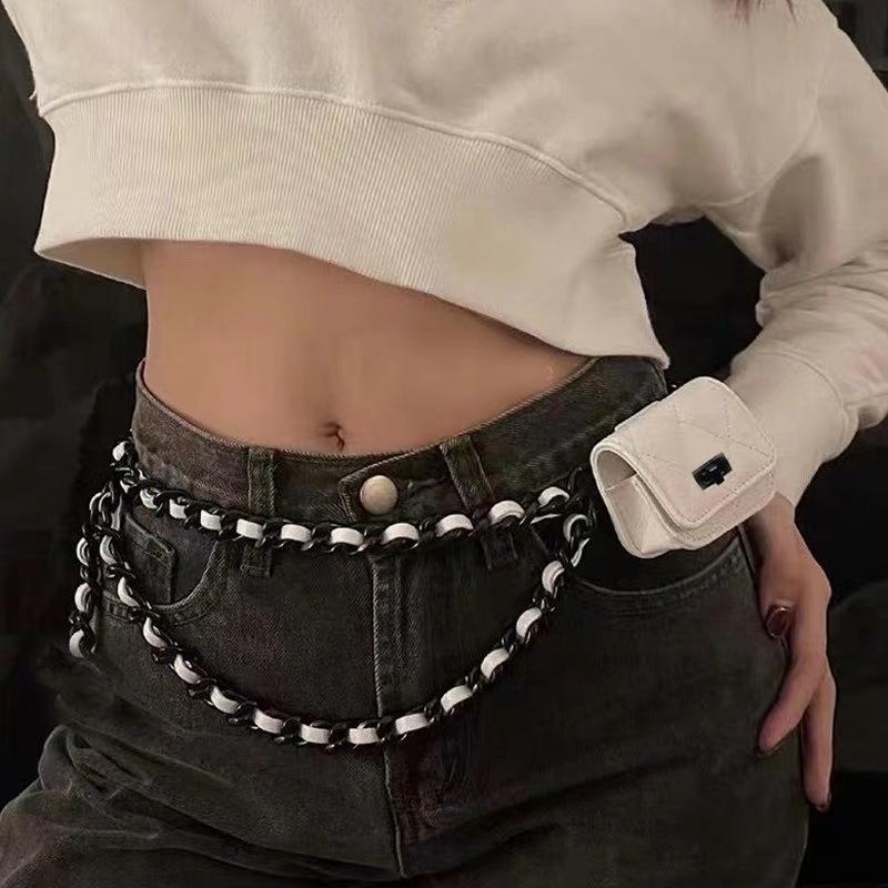 

Belts Classic Ladies Girls PU Leather Small Mini Pack Bag Pouch Waist Chain Belt Waistpack Gift Wholesale, White