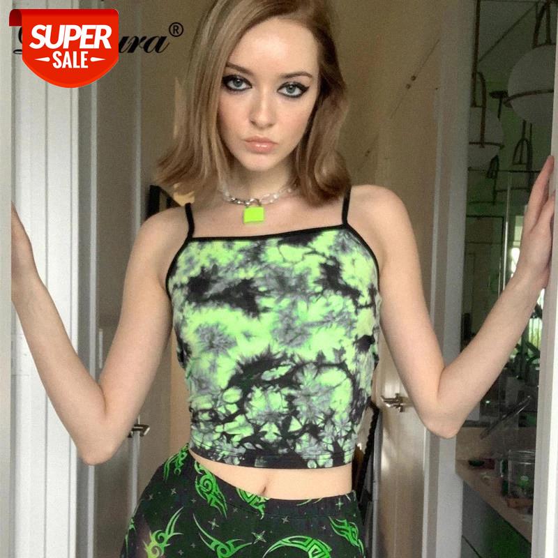 

Dulzura tie dye women crop top strap camis bodycon sexy backless cotton 2020 summer clothes streetwear party club gothic cute #UG2I, White