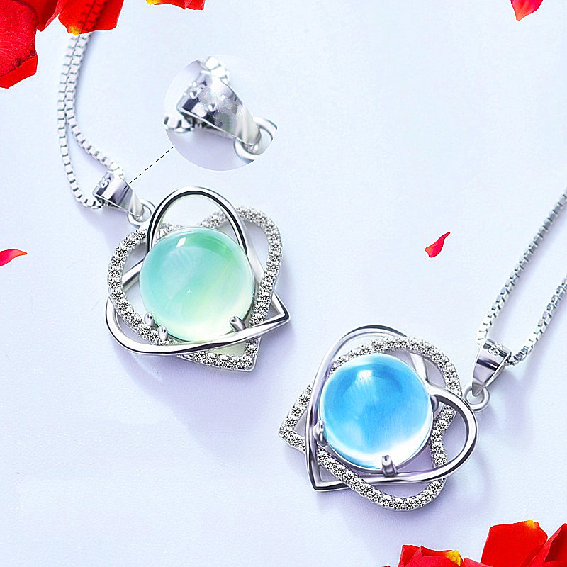 

New Style Korean Temperament Moonstone Zircon Sier Female Necklace Pendant Presents, Silver