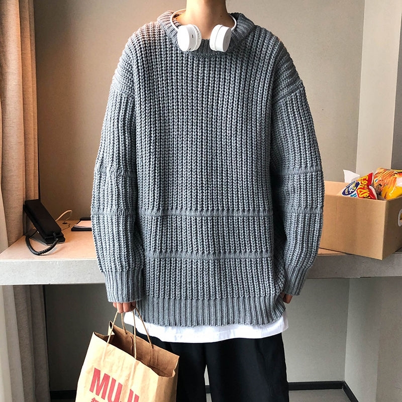 

2021 New Winter Thick Sweater Men's Warm Fashion Retro Casual Knitted Pullover Men Loose O-neck Knitting Sweaters Mens Clothes M-2xl U3gn, White