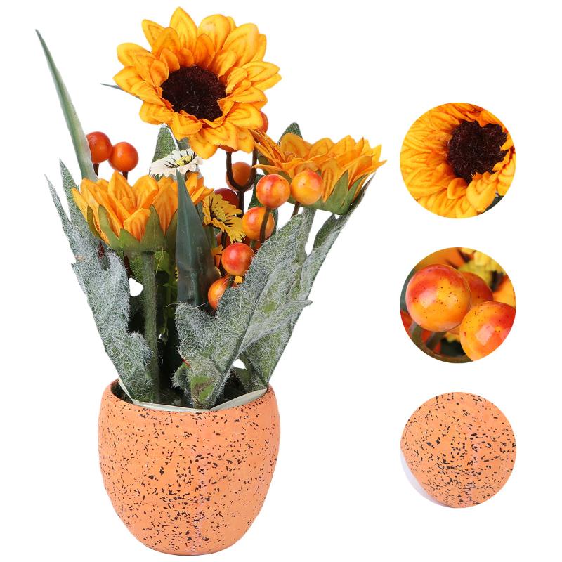 

Decorative Flowers & Wreaths 1Pc Artificial Sunflower Plastic Sunflowers For Indoor Outdoor Orange