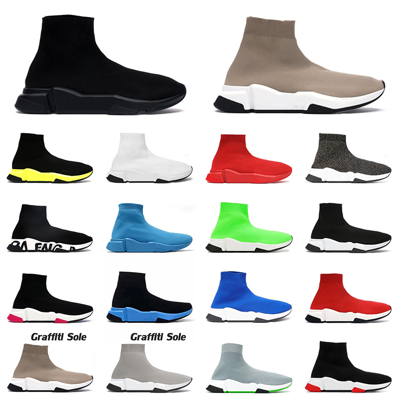 

2021 Arrival Sock Sports Flat Casual Shoes Mens Womens Platform Designer Speed Trainer Print Black White Navy Blue Bright Grey Balenciaca Socks Boots 36-45, A20