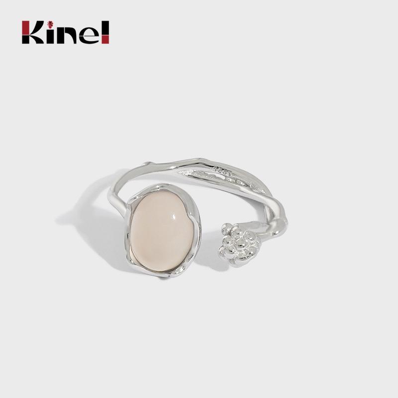 

Cluster Rings Kinel Authentic Silver 925 Jewelry Irregular Design Natural Stone Open Finger For Women Accessories