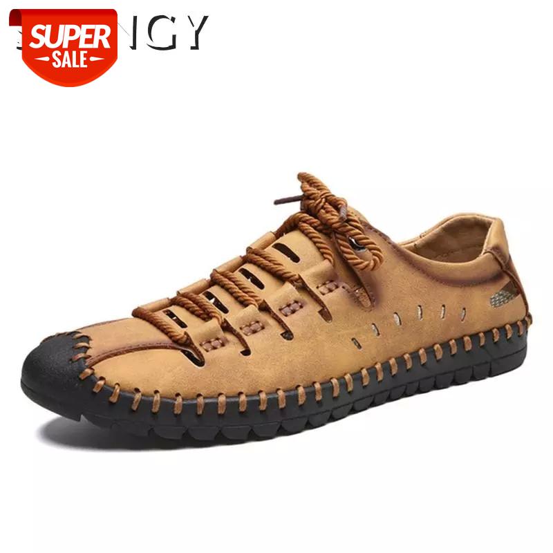 

2020 Male Loafers Casual Mens Shoes Summer Sandals Comfortable Beach Lace-up Microfiber Leather Non-slip Big Size 38-48 Shoes #pd3M