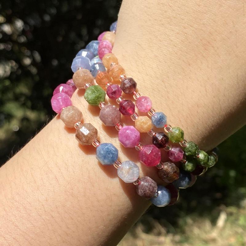 

Other 6/8mm Natural Colorful Tourmaline Stone Beads Faceted Loose For Jewelry Making Diy Necklace Bracelet Accessories