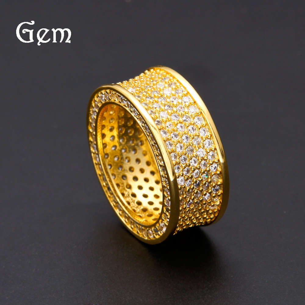 

Simple hip hop 18K light gold micro set zircon men's Ring Jewelry