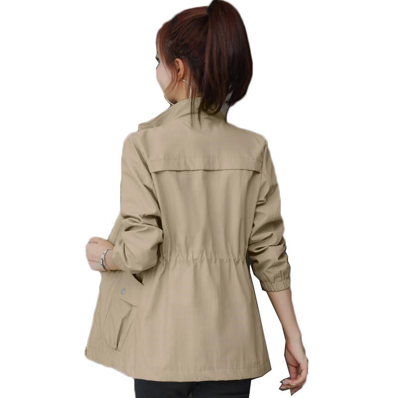 

Women's Trench Coats 2021 Windbreaker Coat Spring Autumn Slim Basic Zipper Jacket With Lining Ladies Short Plus Size 3XL H220, Tan;black