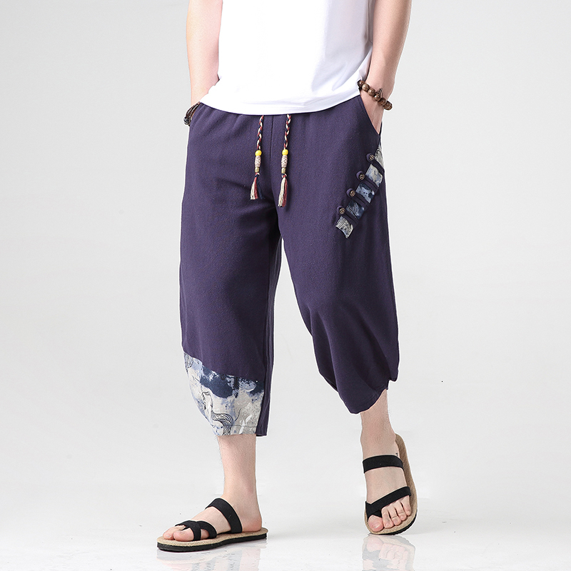 

New Cotton Linen Harem 2021 Summer Harajuku Track Pants Calf-length Loose Joggers Men Korean Fashion Casual Trousers Xawa 0chp, 6605 wine red