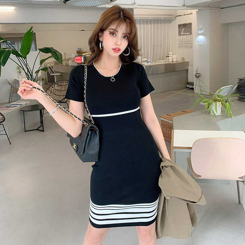 

Korean fashion dres summer slim and thin temperament knitted Office Lady Sleeveless 210603, Gray