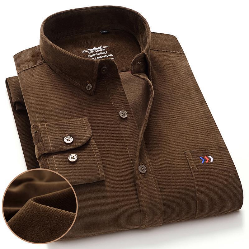 

blouse 5xl 100% Cotton Corduroy Shirt men casual shirts Soft leisure solid regular fit long sleeved male Shirt Oversized Clothes, 2020-12