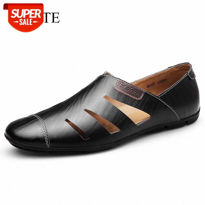 

Summer Hollow Men Casual Shoes Loafers Handmade Men Shoes Split Leather Flats Hot Sale For Big Size37~48 #mH1F