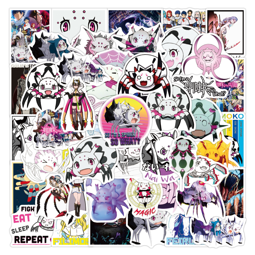 

50pcs/set Kumo Desuga Nanika / I'm A Spider So What Sticker New Anime Small Waterproof Stickers