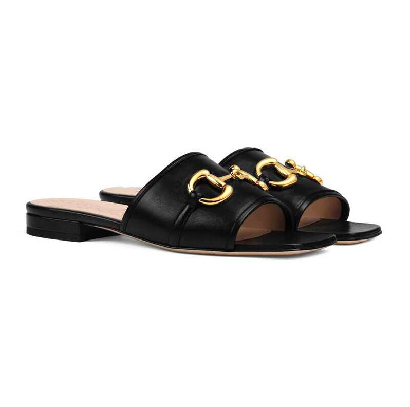 

Women's Slides Sandals Deva Casual Slippers Leather Gold-toned Outdoor Lady Beach Flip-flops Ladies Comfort Walking Shoes with box NO374, Color 12