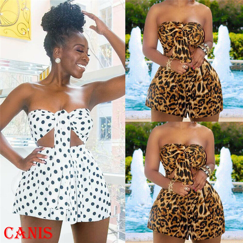 

2021 New Summer Tracksutis Sets Fashion Regular Women Leopard Dot Print Costume 2-pieces Tube Tops+skirts Suits for Female N2ov