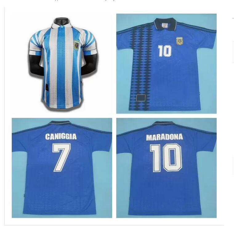 

Argentina 1994 Retro Soccer Jersey home away Vintage #10 Maradona #7 CANIGGIA commemorate antique Collection 94 classic football shirt, 1994 away