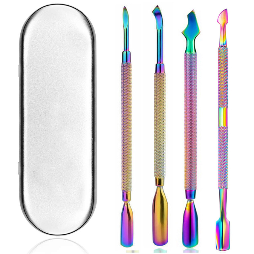 free shipping Cuticle Pusher Stainless Steel Nail Art tools Pedicure Manicure Care Cleaner Nail salon tool Finger Dead Skin Pusher remover-image-661532827