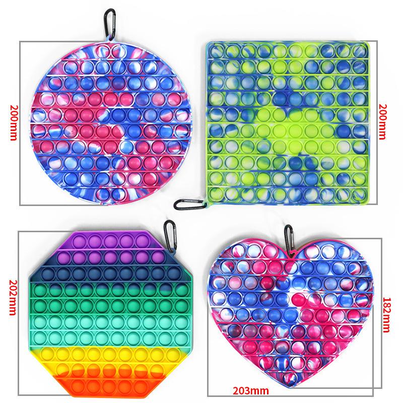 

20CM Big Size Push Bubble Fidget Toys Autism Needs Squishy Stress Reliever Decompression Toy Party Favor Adult Kid Tie Dye Rainbow Funny Ant