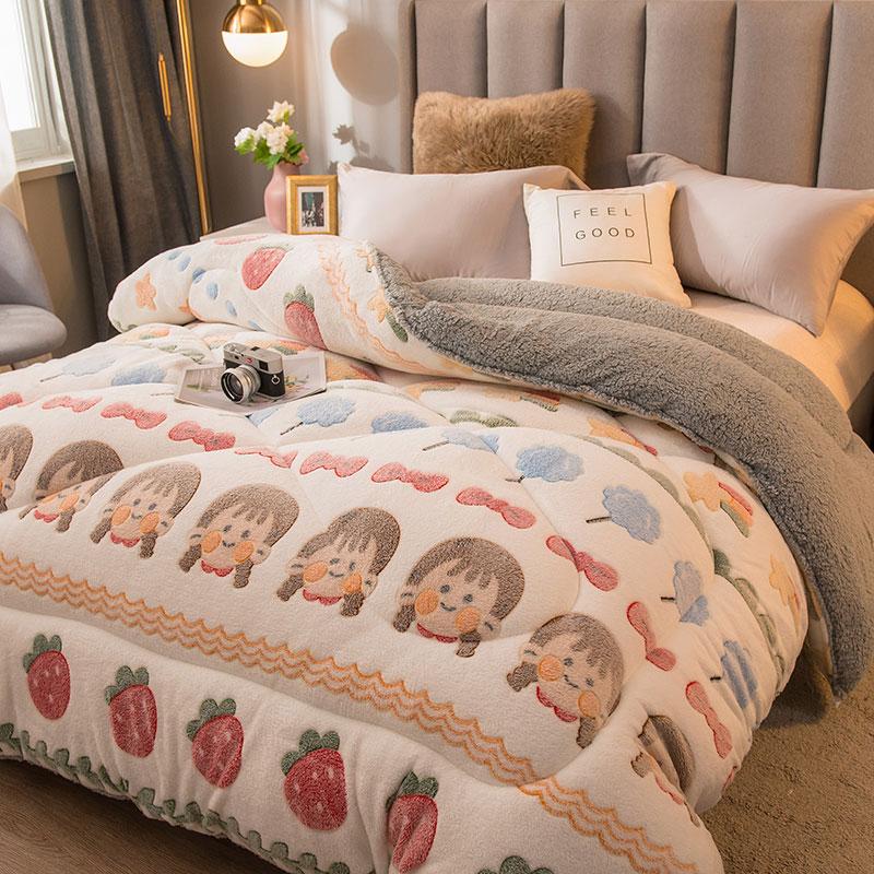 

Warm Winter Snow Fleece Quilt Core Lamb Velvet Single Double Autumn And Double-Sided Plus Thick Comforters & Sets