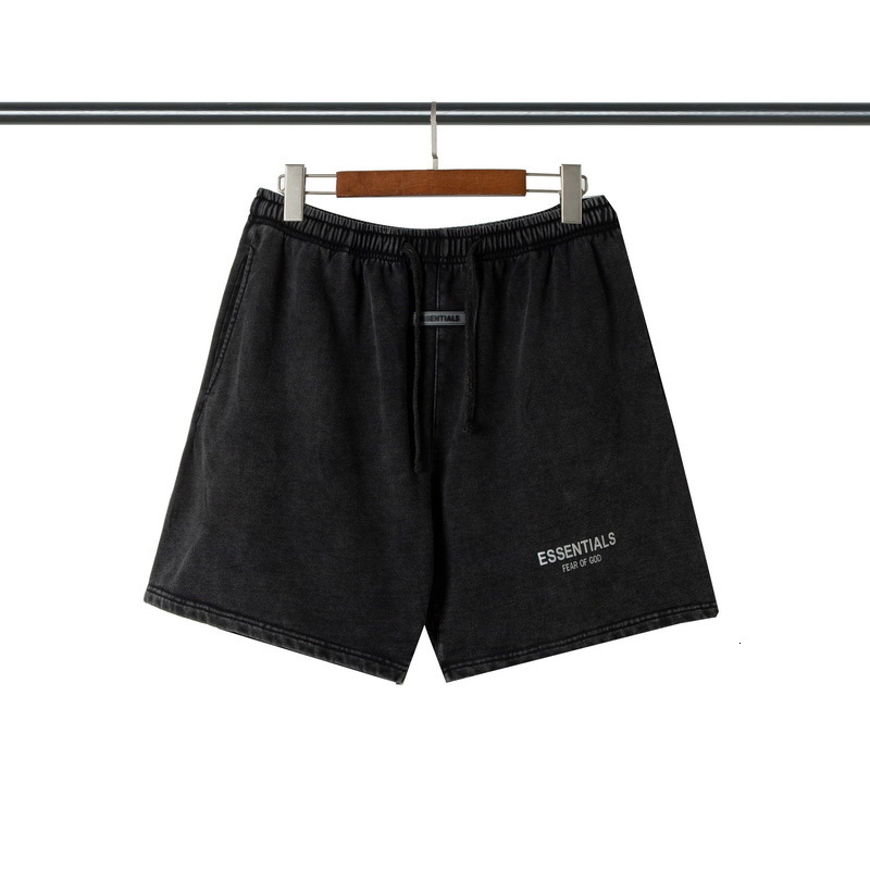

shorts double line high street washed and worn series fog essentials letter reflective casual pants, White;black