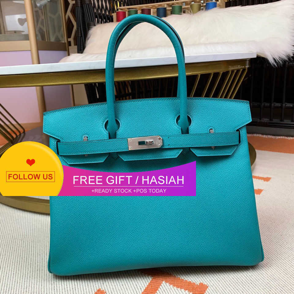 

Hand sewn Birkin platinum Kelly Epsom wax thread real leather one shoulder handbag