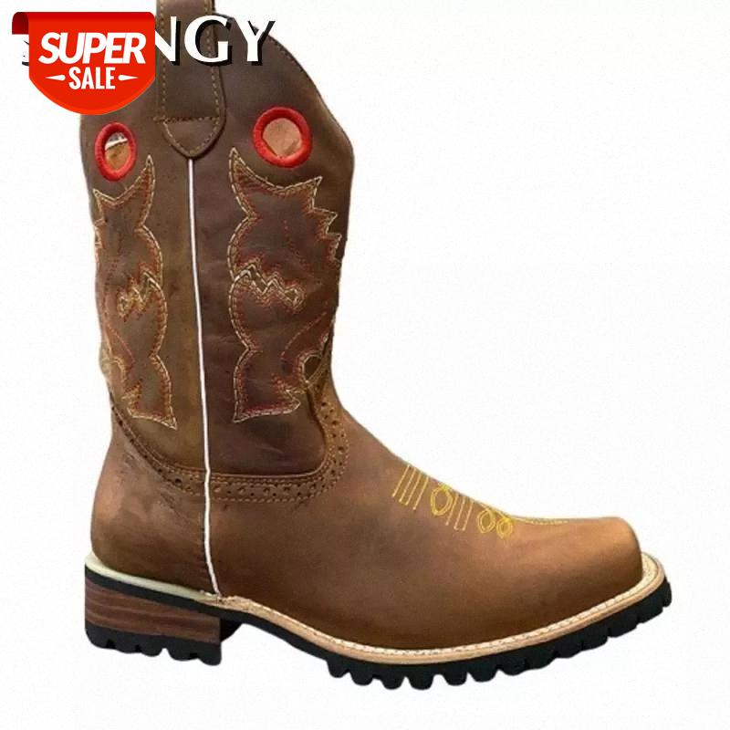 

2020 Fashion Shoes Men Western Boots Cowboy Outdoor Boots Men Shoes Knee High Riding Vintage Riding Zapatos #Ke5w