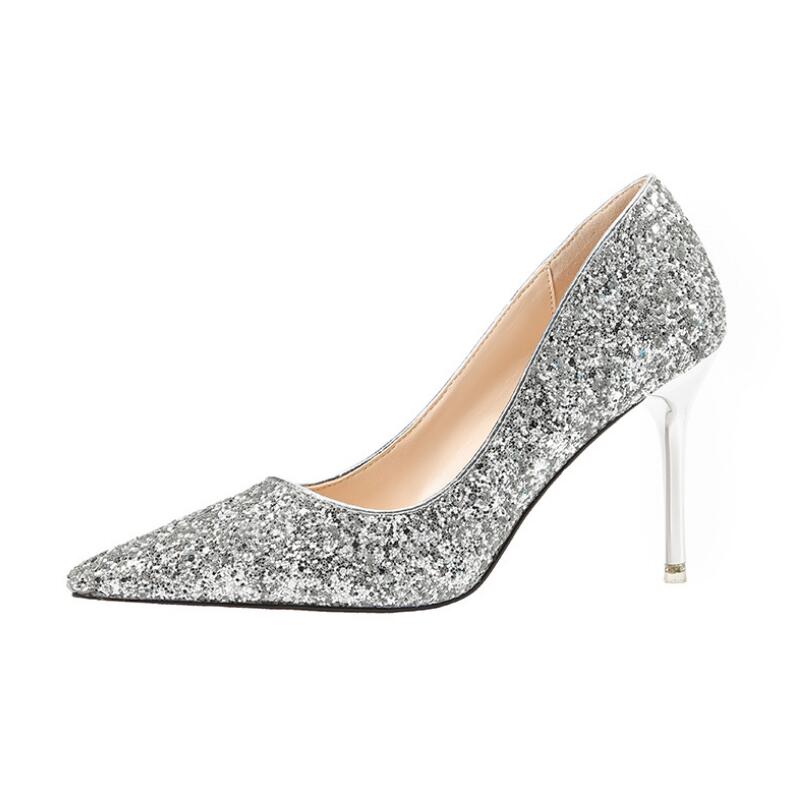 

2022 Stiletto Shoes Women Pumps High-Heels Sexy white Black champagne silver gold