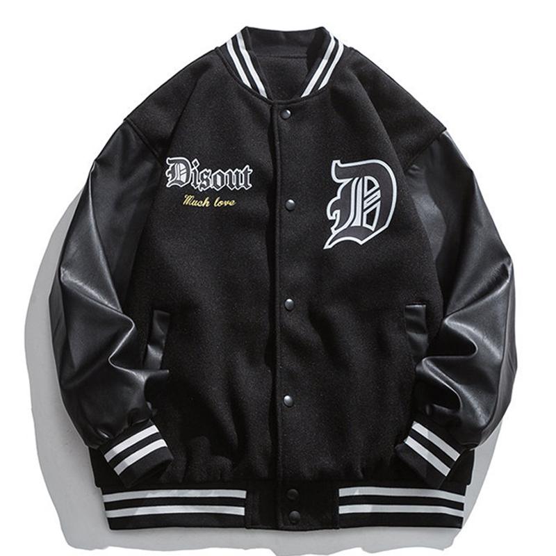 

Men's Jackets Japanese Campus Varsity Mens Leather Stitching Sleeve Loose Sports Baseball Uniform Letter Printing Bomber Jacket Fall, Blue
