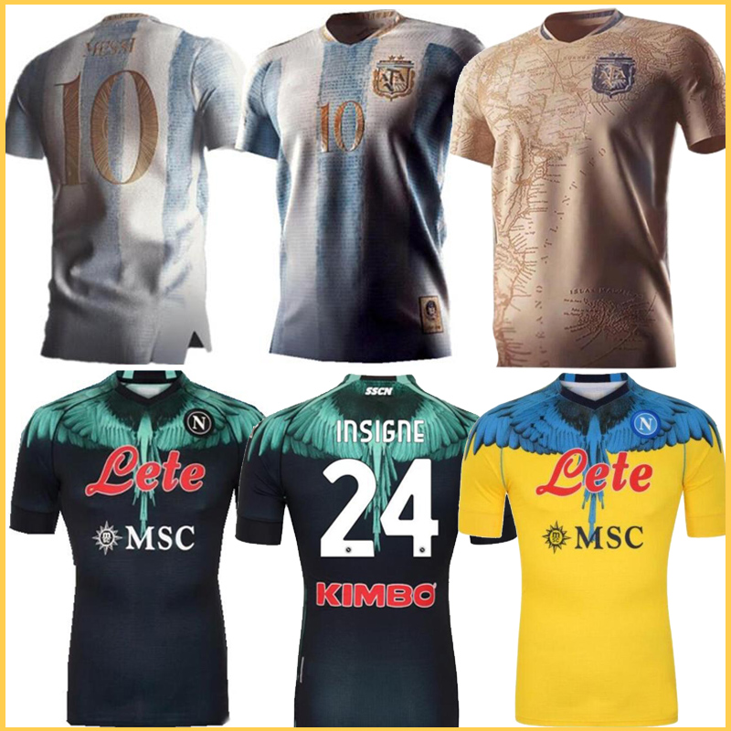 

2021 Argentina MESSI Retro 1978 1986 Maradona Soccer jersey 20 21 Naples Napoli home away Football Shirt, Black;yellow