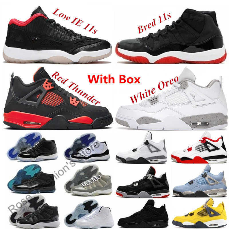 

New Men Bred Basketball Shoes 11s 4 4s 11 Red Thunder Cool Grey Low IE White Oreo Lightning Fire Black Cat Legend Concord Gamma Blue Space, 1s hyper royal