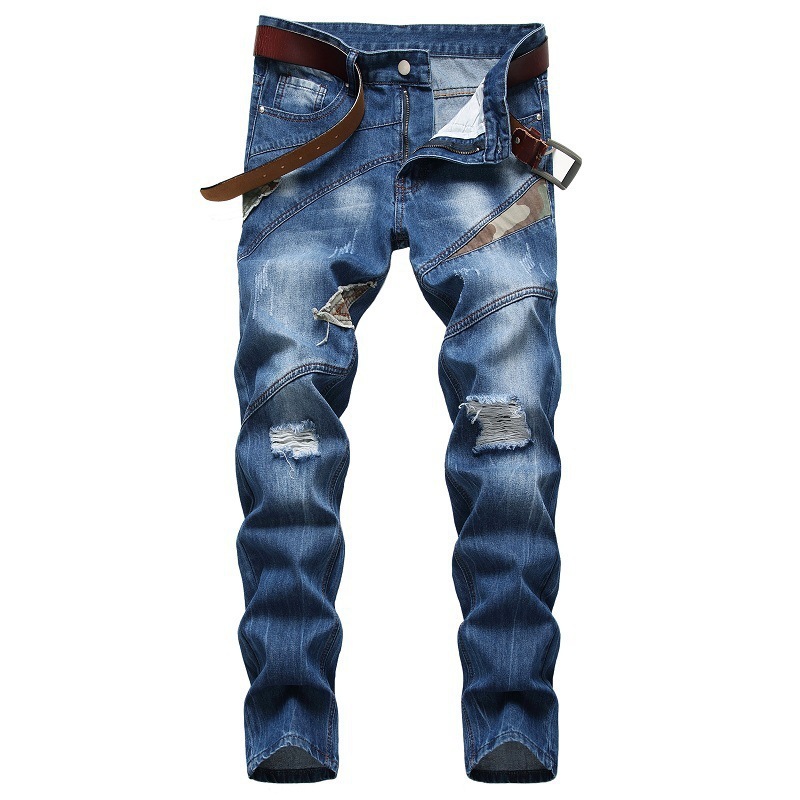

New Denim Designer Hole Moto Bike Jeans High Quality Ripped for Men Size 28-38 40 42 2021 Autumn Spring Hip Hop Punk Streetwear 640a, 951 a