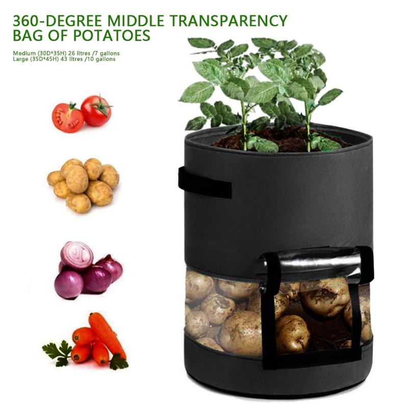 

Size Plant Grow Bags Planting Pot Container Home Garden Potato Breathable Felt Cloth Vegetable Growing Bag Planters & Pots