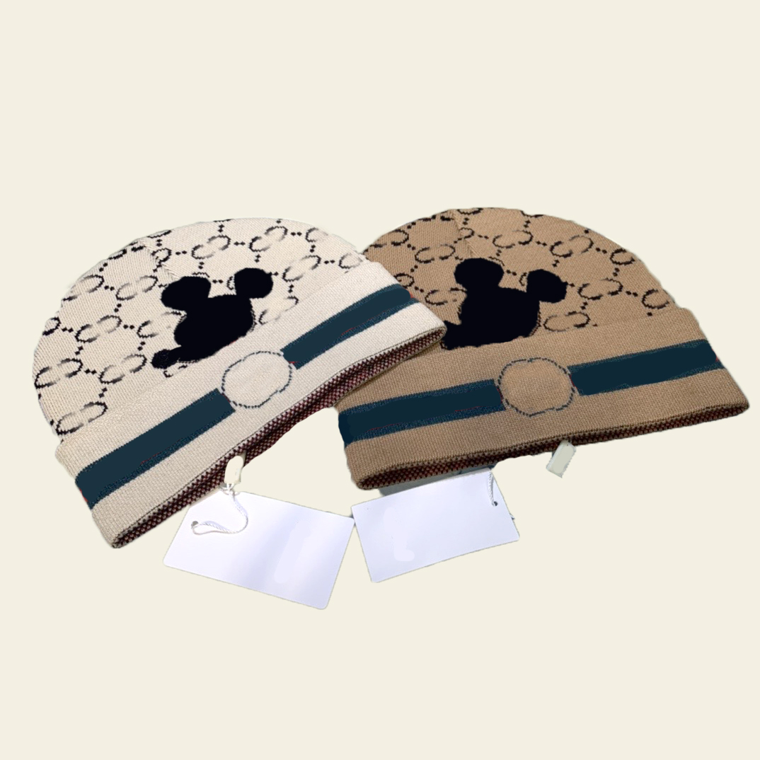 

Cute Cartoon Mouse Printed Beanie Men Women Winter Skull Caps Designer Warm Knitted Cap Birthday Gift, Blue;gray