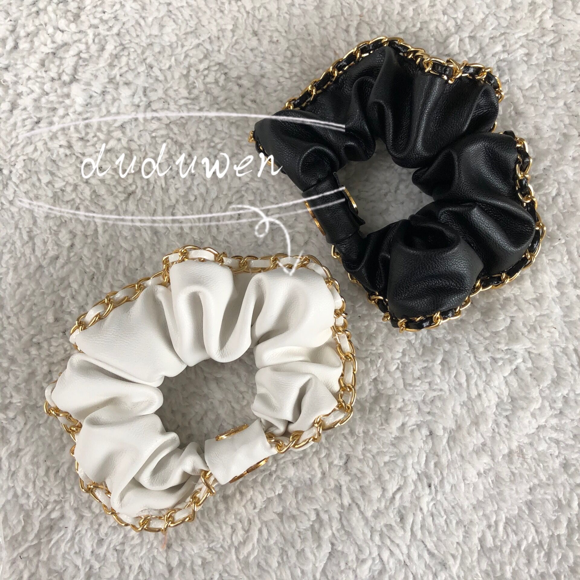 

metal chain fashion symbol classic elastic hair ties pu leather hairrope hairband party gift VIPcards