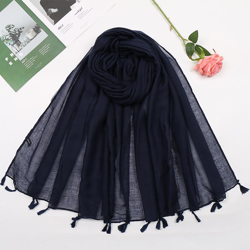 

Berets 2021 Fashion Plain Tassel Viscose Scarf Candy Color Hijab Shawls And Wraps Female Foulard Echarpe Designer Muslim Sjaal 180*90Cm, Blue;gray