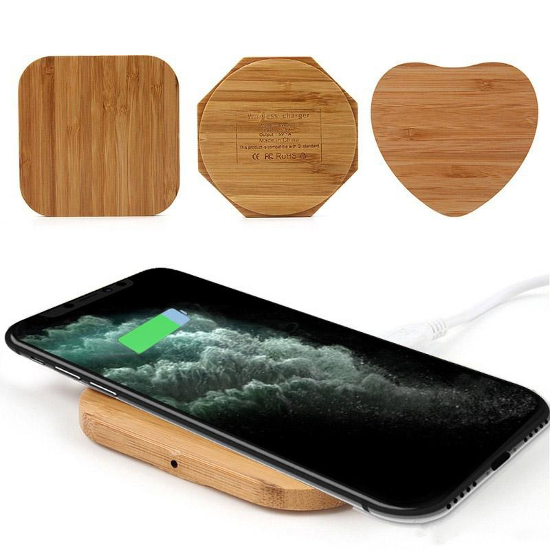 

Bamboo Wireless Charger Wood Wooden Pad Qi Fast Charging Dock USB Cable Tablet Chargers For iPhone 11 Pro Max Samsung Note10 Plus