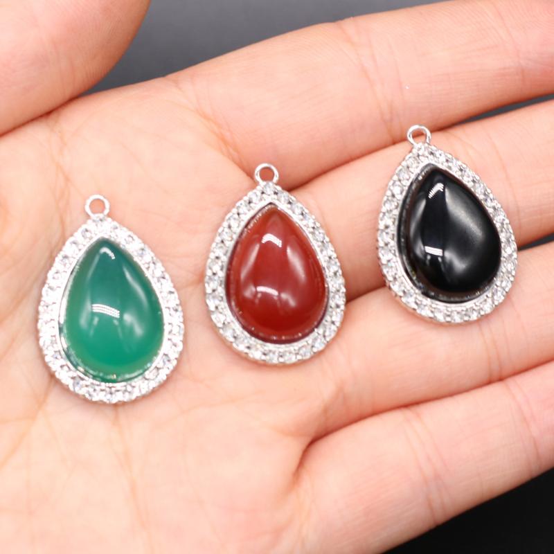 

Charms Natural Stone Gem Agate Pendant Handmade Crafts DIY Retro Necklace Bracelet Earrings Jewelry Accessories Gift Making 19x27mm, Bronze;silver