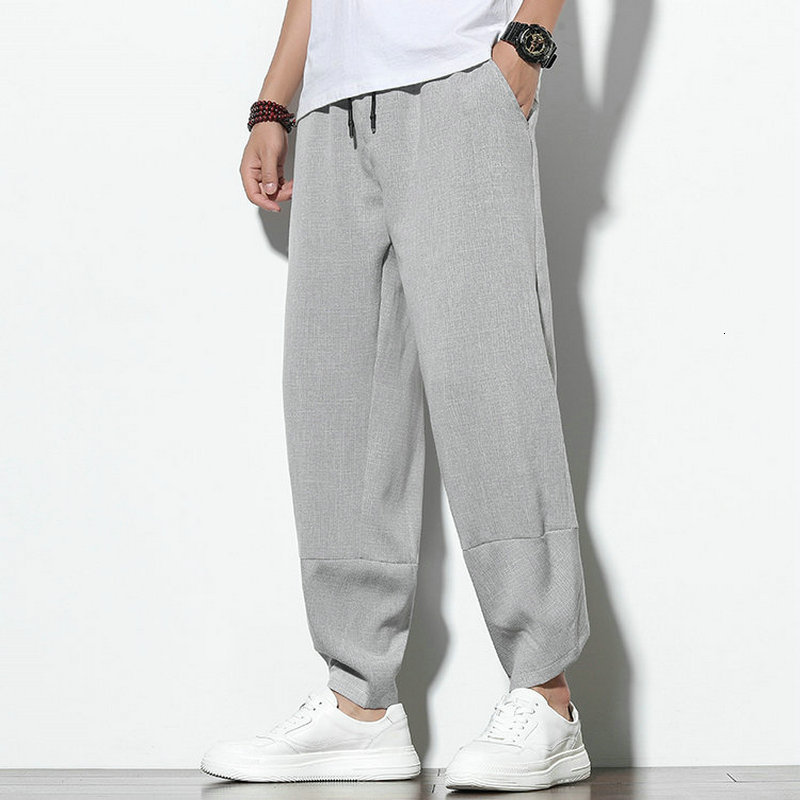 

New 2021 Cotton Linen Trousers Male Hip Hop Streetwear Harem Women Casual Jogger Pants Sweatpants Men Dropshipping O60y 2n2h, Dark grey