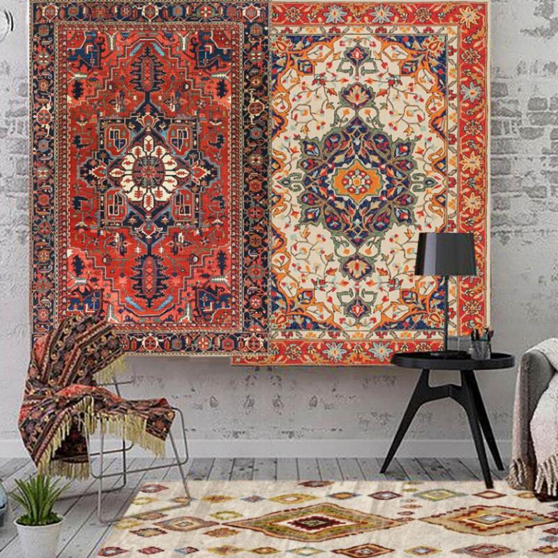 

Carpets Nordic Morocco Retro Carpet Bedroom Living Room Sofa Coffee Table Mat Cushion Bohemian Ethnic Style Boho Rug Bedside Blanket, A9