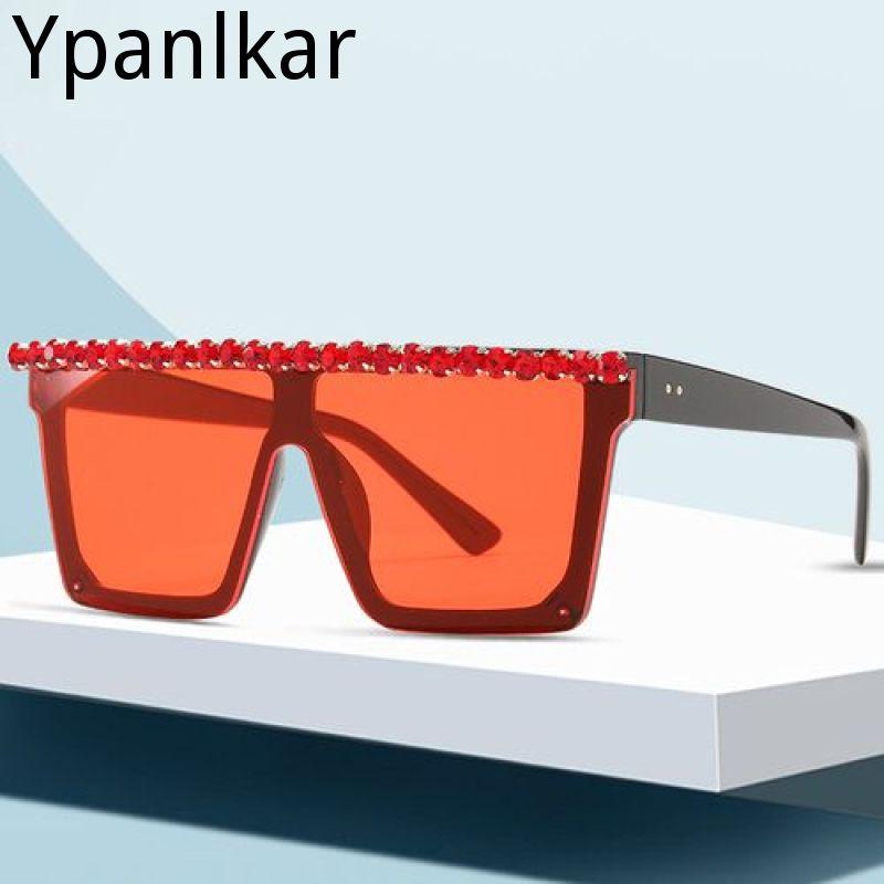 

Sunglasses Fashion Rhinestone Women Vintage Crystal One Piece Sun Glasses Female Unique Oversized Diamond Shades UV400