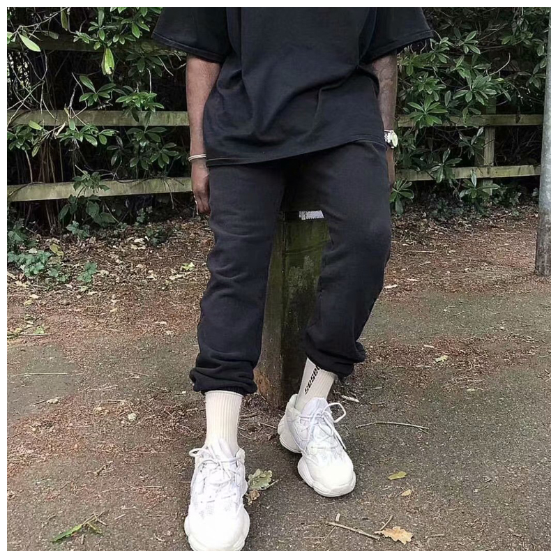 

2021 New Season 6 Kanye West Sports Men's High Street 100% Cotton Wool Thickened Solid Color Casual Harem Pants 6P6A, Black