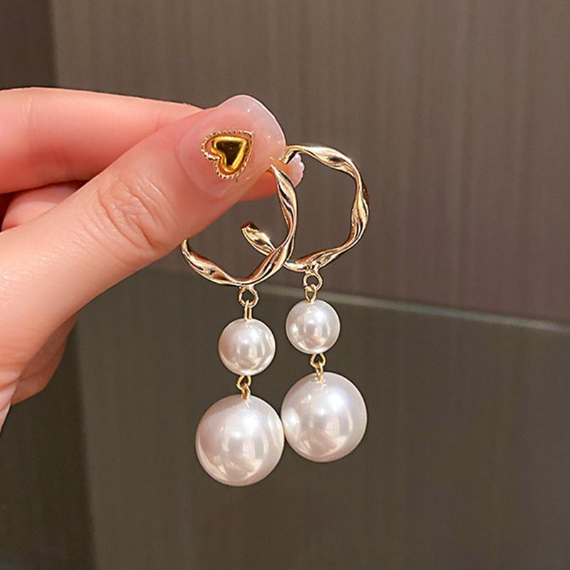 

Dangle & Chandelier Trendy Fine 14K Real Gold Big Pearl Drop Earrings For Women Korean Fashion Temperament Jewelry S925 Silver Needle Weddin