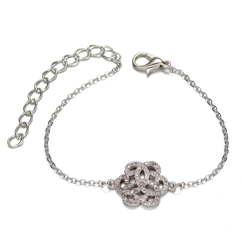 

Link, Chain Fashion Jewelry Charm Zircon Flower Beads Bracelet Women Handmade Copper Micro Pave Bracelets & Bangles Bijoux Pulseira Feminin