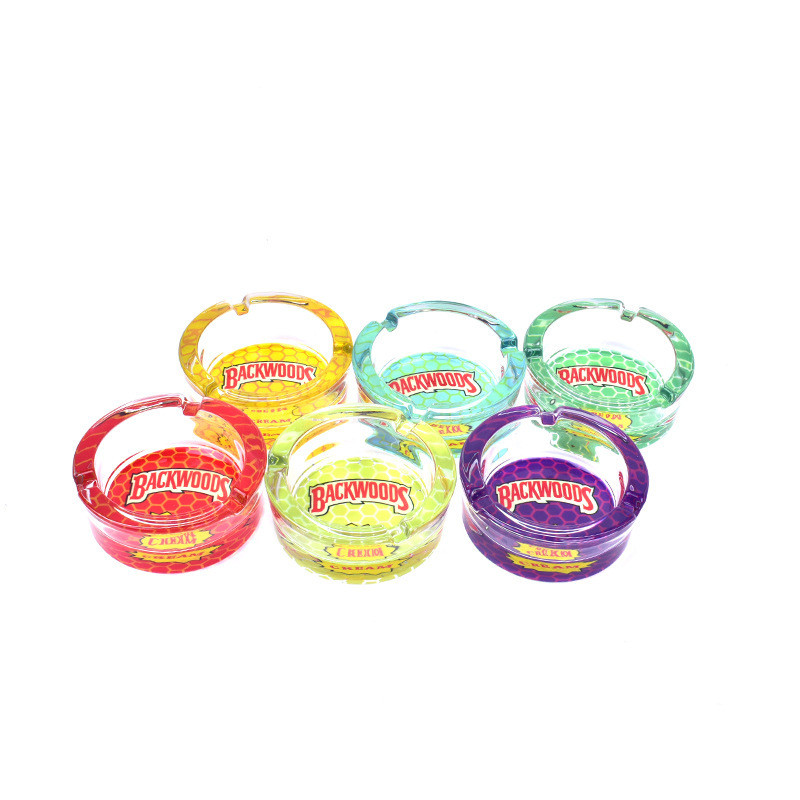 

Luminous Glass Ashtray Round Backwoods Cigarette Ash Holder 85mm Cartoon Design Ashtray Smoking Accessories Dry Herb