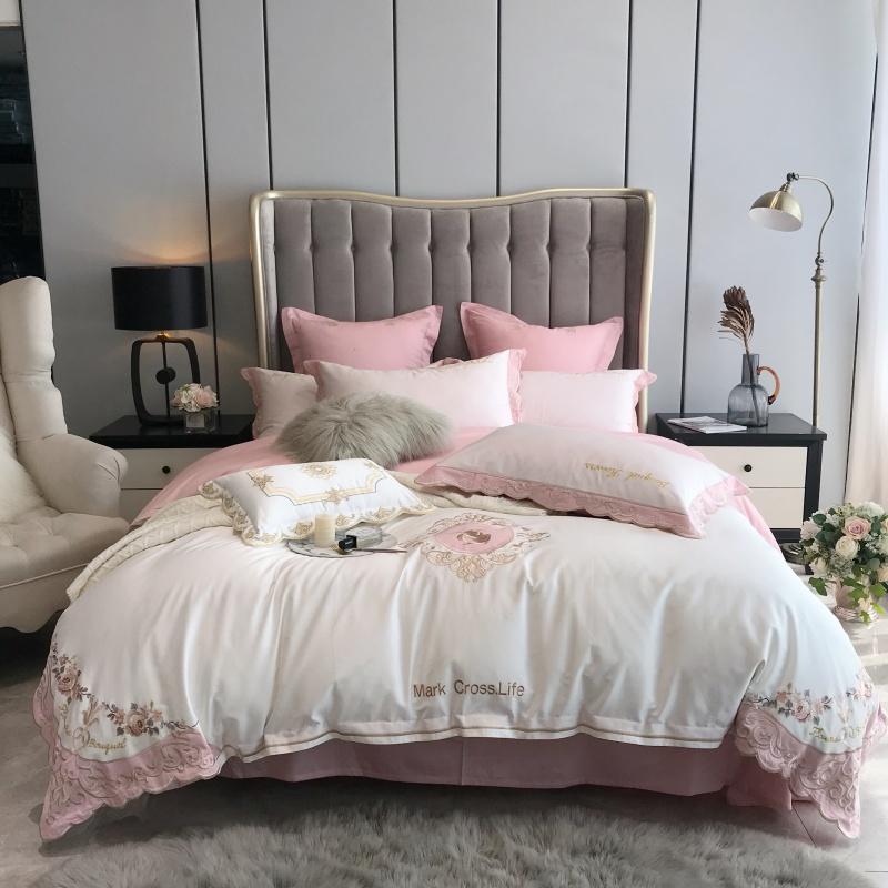 

Luxury White 1000TC Egyptian Cotton 4/7Pcs Bedding Set Chic Flowers Embroidery Duvet Cover Bed Sheet Pillowcases Home Textiles