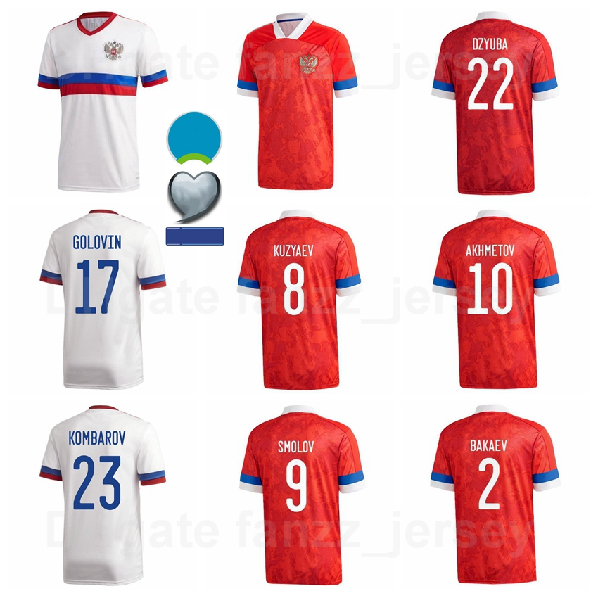 

2021 2022 Europe Cup Soccer Russia Jerseys Home National Team GOLOVIN OZDOYEV KERZHAKOV 2 FERNANDES KUZYAYEV 10 SMOLOV Football Shirt Kits Euro Patch, White