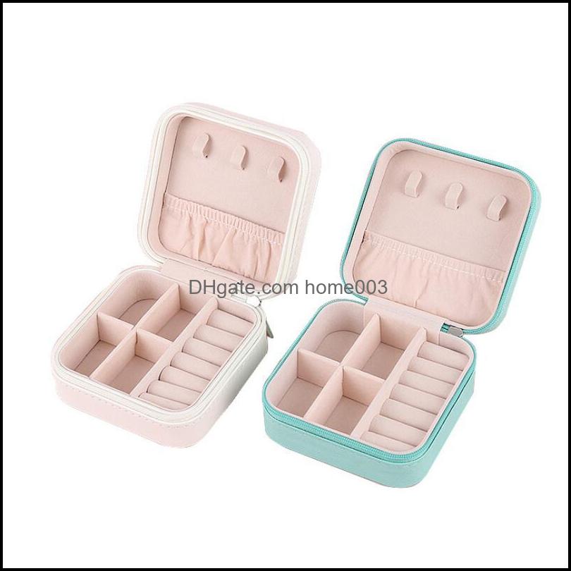 

Boxes Packaging & Jewelrymtifunctional Mini Portable Storage Box Organizer Earring Holder Zipper Women Jewelry Display Travel Case 100X100X5