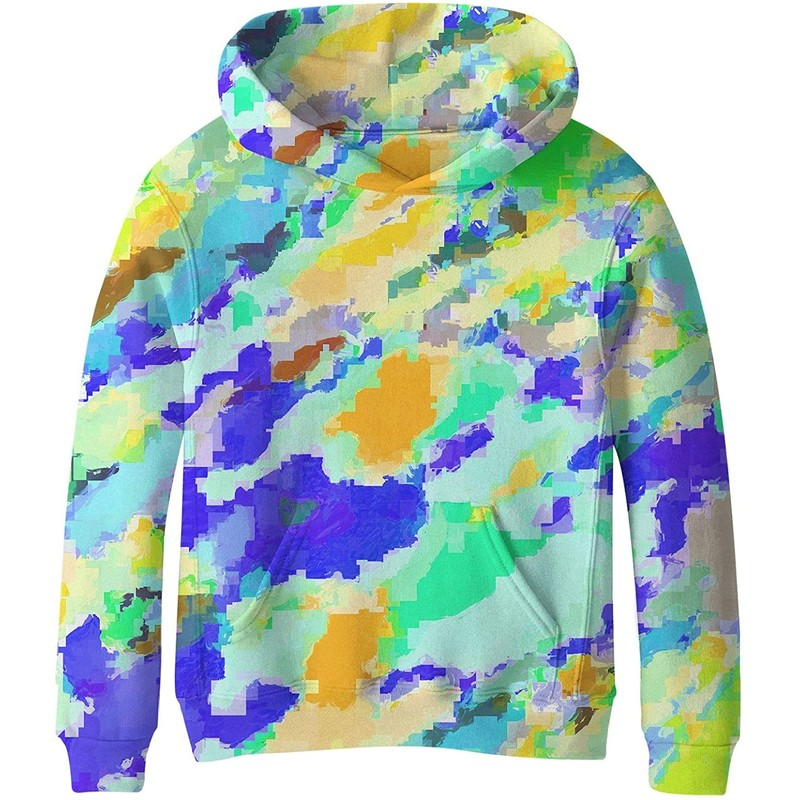 

Multicolor comfortable boy and girl novelty hoodie 3D printing pullover hooded sweatshirt with pocket 100-160, Black
