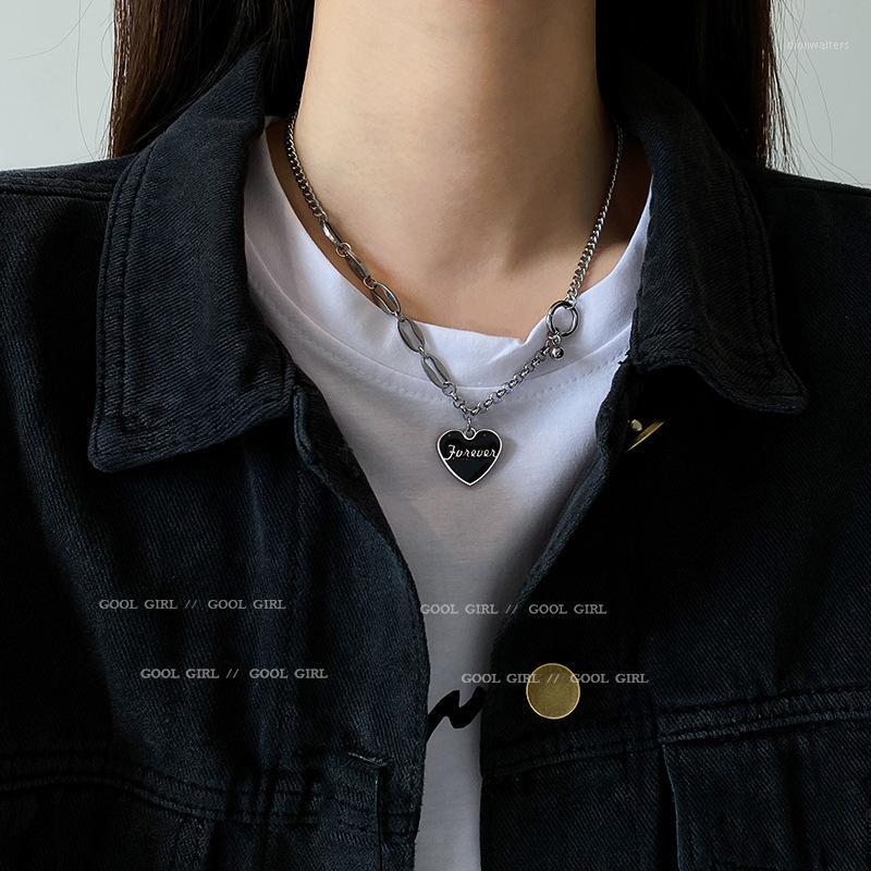 

Chains Titanium Steel Love Letter Stitching Chain Necklace Mori Girl Heart Clavicle Fashion Personality Pendant Female