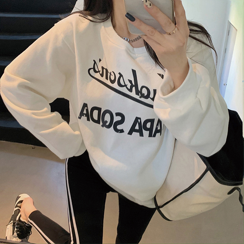 

2021 New Women Winter Fashion o Neck Casual Printing and Veet Pullover Japanese Love Print Sweatshirt Cnai, 07